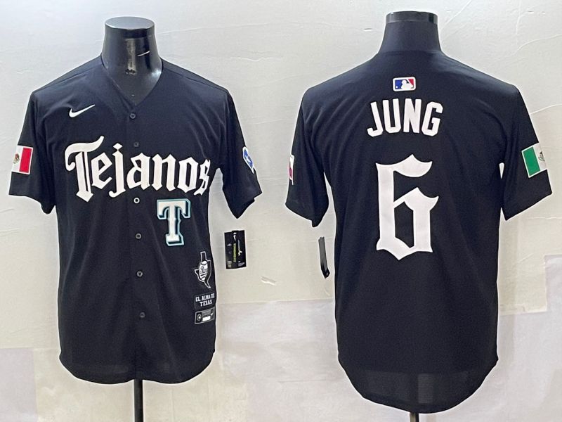 Men Texas Rangers #6 Jung Black Five generations Joint Name 2025 Nike MLB Jersey style 6